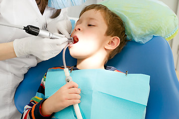 Image showing Boy and dentist during a dental procedure