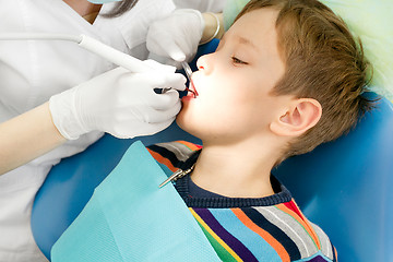 Image showing Boy and dentist during a dental procedure