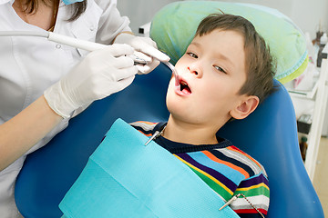 Image showing Boy and dentist during a dental procedure