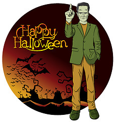 Image showing Vector Cartoon Frankenstein Halloween