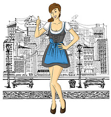 Image showing Vector Cute Woman In Drindl On Oktoberfest