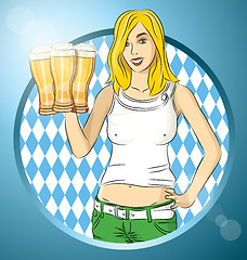 Image showing Vector Woman With Glass of Beer On Oktoberfest