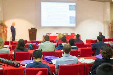 Image showing Audience in lecture hall on scientific conference.