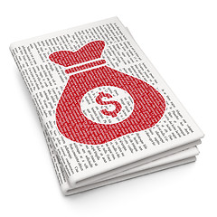 Image showing Finance concept: Money Bag on Newspaper background