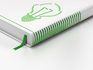 Image showing Finance concept: closed book, Light Bulb on white background