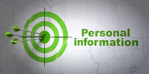 Image showing Privacy concept: target and Personal Information on wall background