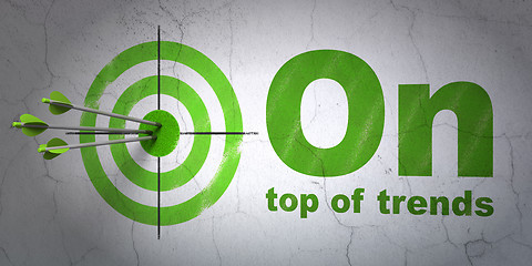 Image showing Business concept: target and On Top of trends on wall background