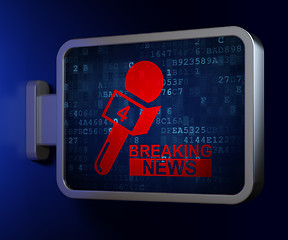 Image showing News concept: Breaking News And Microphone on billboard background