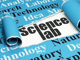 Image showing Science concept: black text Science Lab under the piece of  torn paper