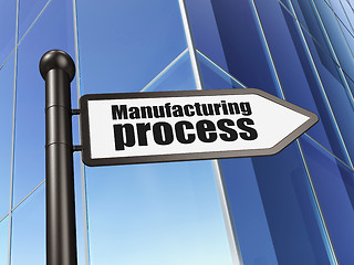 Image showing Manufacuring concept: sign Manufacturing Process on Building background