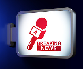 Image showing News concept: Breaking News And Microphone on billboard background