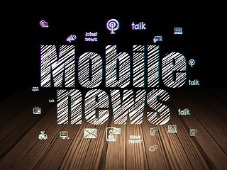 Image showing News concept: Mobile News in grunge dark room