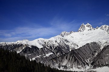 Image showing Snow mountains in winter at sunny day