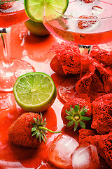 Image showing Romantic Mojito with strawberry