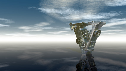 Image showing machine letter v under cloudy sky - 3d illustration