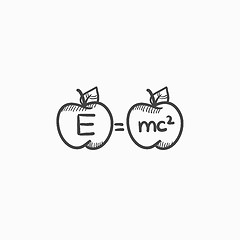 Image showing Two apples with formulae sketch icon.