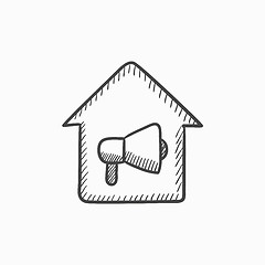 Image showing House fire alarm sketch icon.