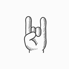 Image showing Rock and roll hand sign sketch icon.