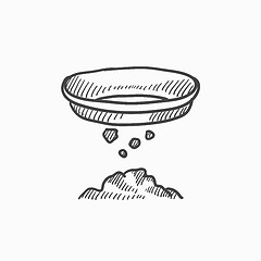 Image showing Bowl for sifting gold sketch icon.