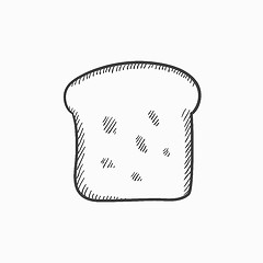 Image showing Single slice of bread sketch icon.