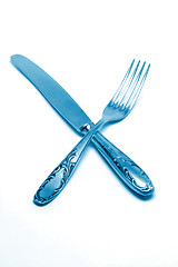 Image showing knife and fork blue