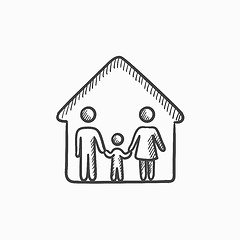 Image showing Family house sketch icon.