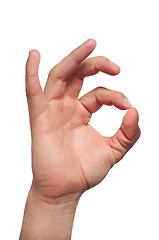 Image showing Isolated white hand showing ok sign