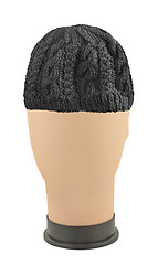 Image showing brown thick wool beanie hat cap