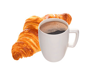 Image showing coffee and croissant