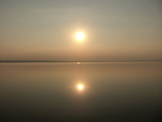 Image showing Setting sun across Lake Unden