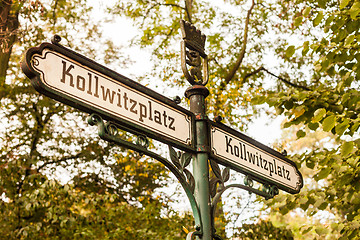 Image showing Kollwitzplatz sign, Prenzlauer Berg, Berlin