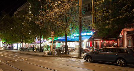 Image showing Berlin Rosenthaler Platz cafes at night