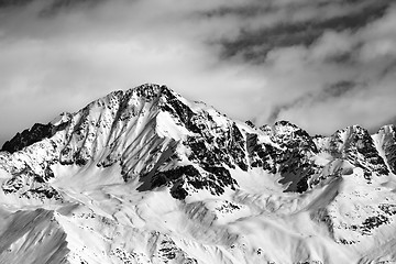 Image showing Black and white winter snow mountains at nice sun day