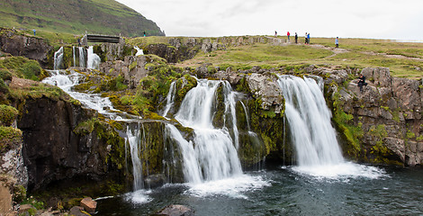 Image showing Kirkjufellsfoss waterfall near the Kirkjufell mountain