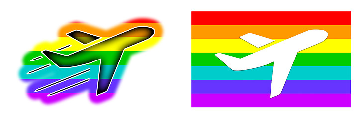 Image showing Flag - Airplane isolated - Rainbow flag