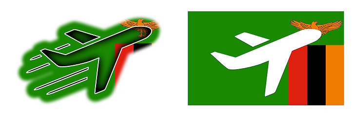 Image showing Nation flag - Airplane isolated - Zambia