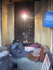 Image showing Streets of Kolkata, man sleeping on the street