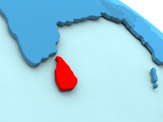 Image showing Sri Lanka in red on blue globe