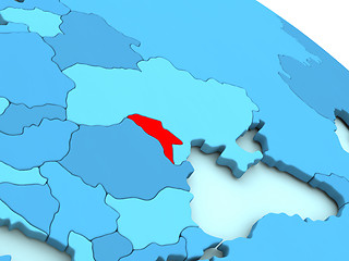 Image showing Moldova in red on blue globe