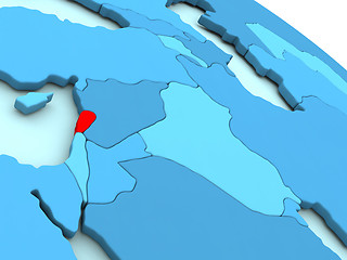 Image showing Lebanon in red on blue globe