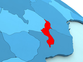 Image showing Malawi in red on blue globe