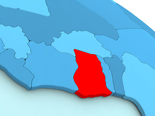 Image showing Ghana in red on blue globe