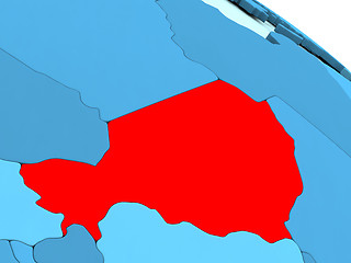 Image showing Niger in red on blue globe