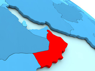 Image showing Oman in red on blue globe