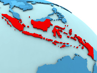 Image showing Indonesia in red on blue globe