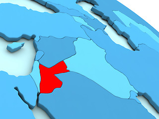 Image showing Jordan in red on blue globe