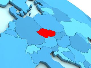 Image showing Czech republic in red on blue globe