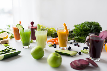 Image showing glasses with different fruit or vegetable juices