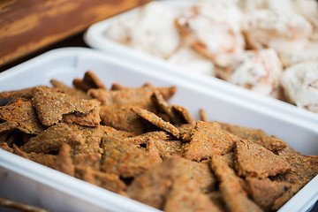 Image showing close up of cookies or cracker on serving tray
