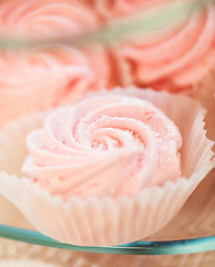 Image showing close up of sweet custard dessert on serving tray